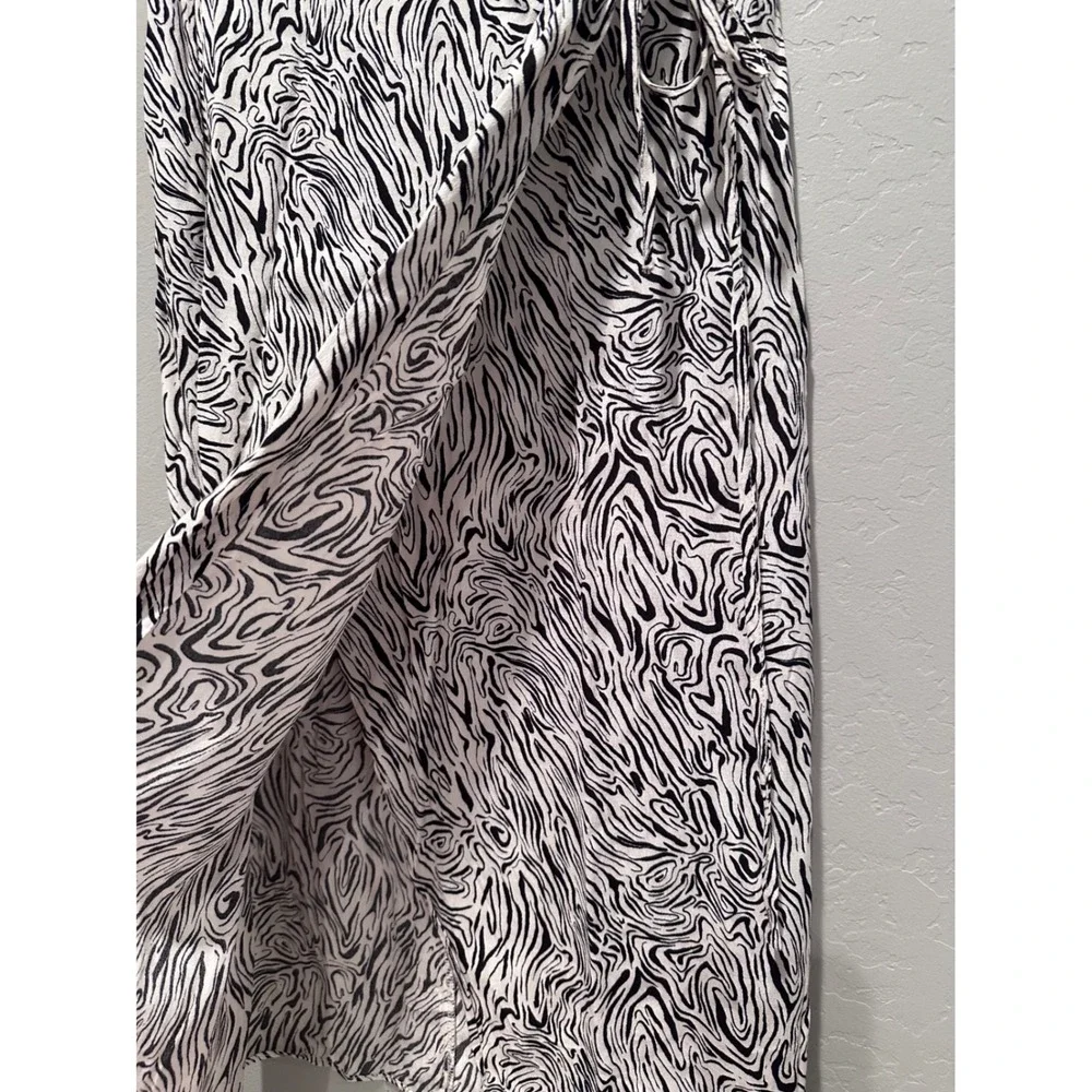 Mango Zebra Print Patterned Midi Wrap Skirt Black White‎ Size XS